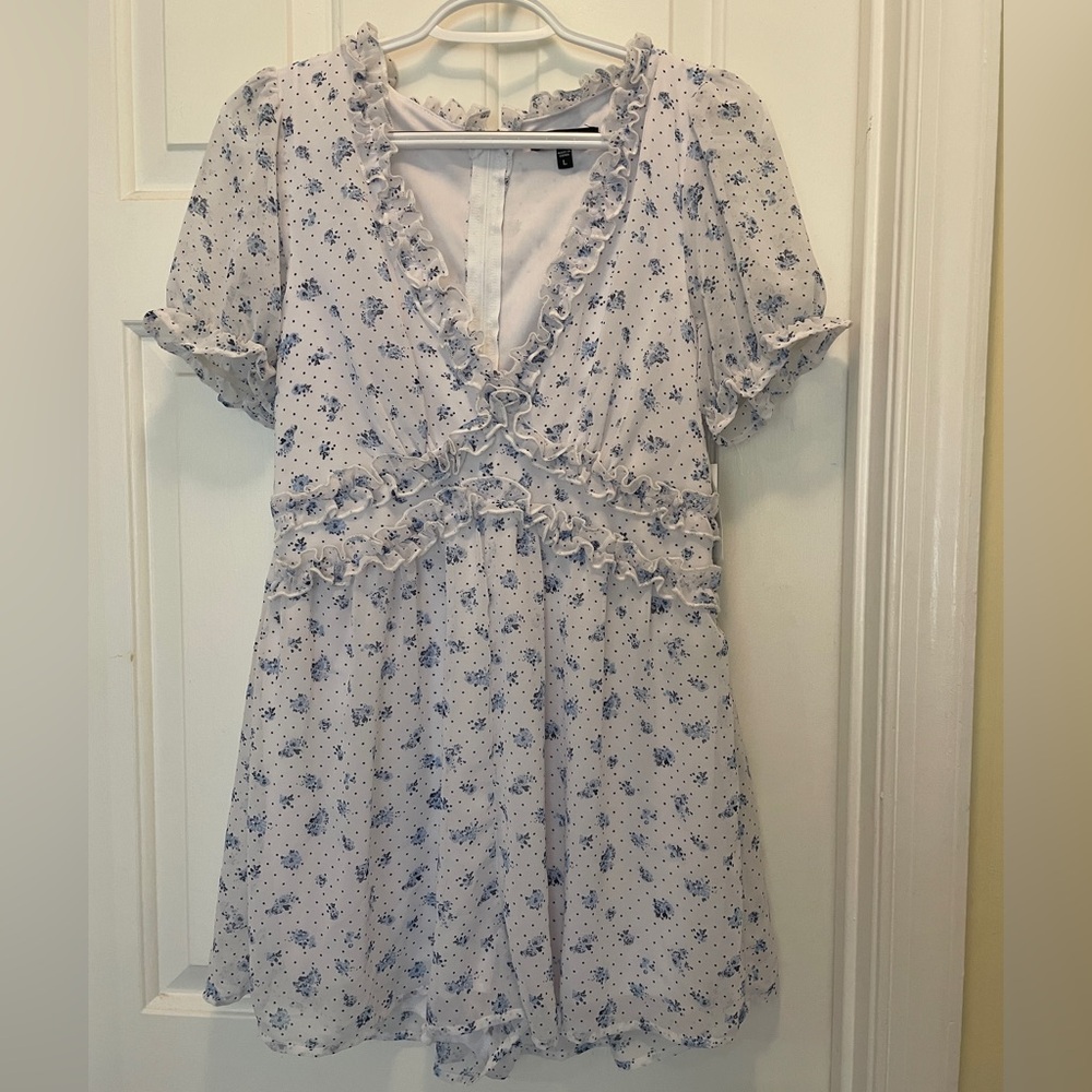 Trixxi White and Blue Floral Romper